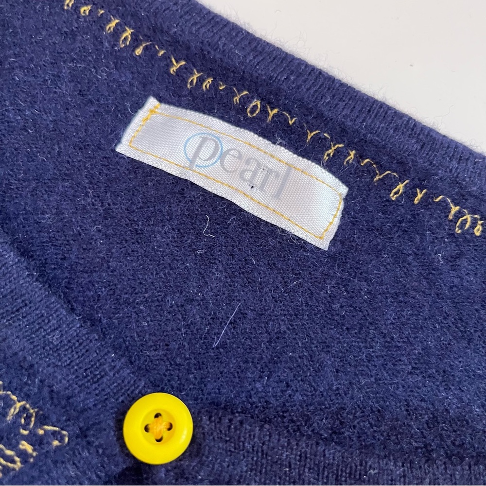 Vintage 90 Y2k Pearl Blue Cottagecore Cashmere feminine Croquet Girl Sweater - Picture 16 of 16